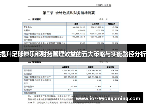 提升足球俱乐部财务管理效益的五大策略与实施路径分析